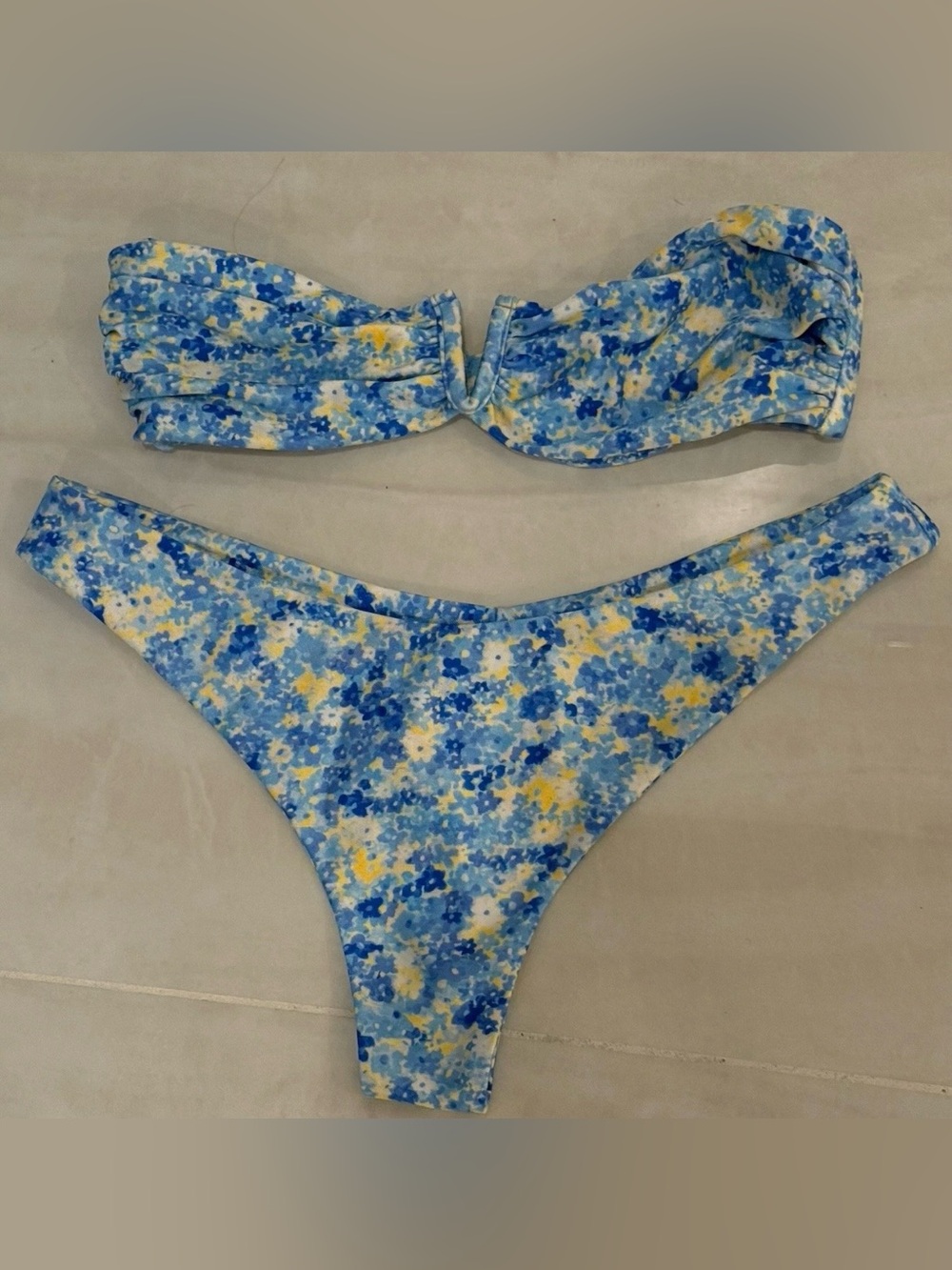 Kulani Kinis Blue and Yellow Floral Love Story Bandeau Swim Set